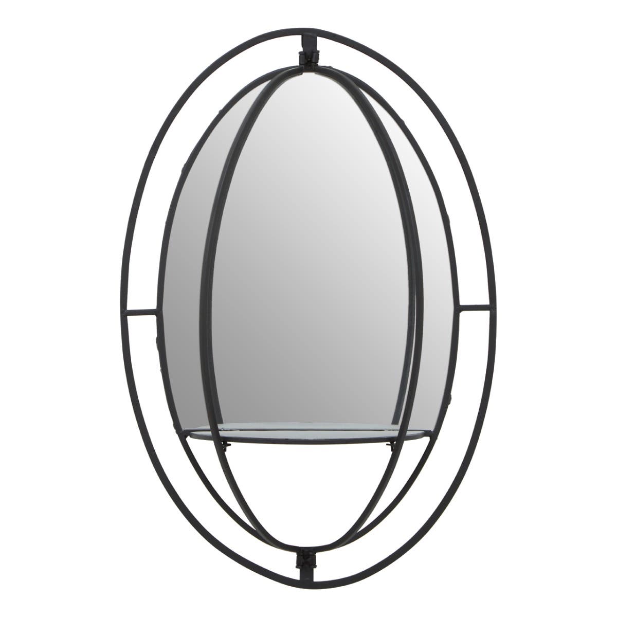 Avento Oval Shelved Black Wall Mirror