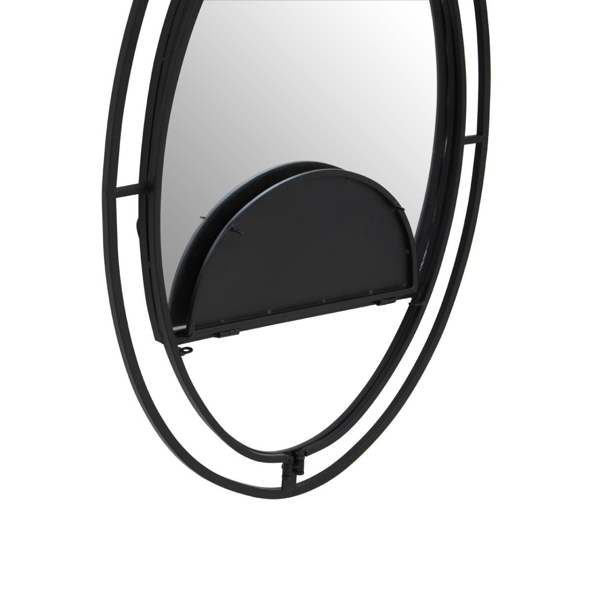 Avento Oval Shelved Black Wall Mirror