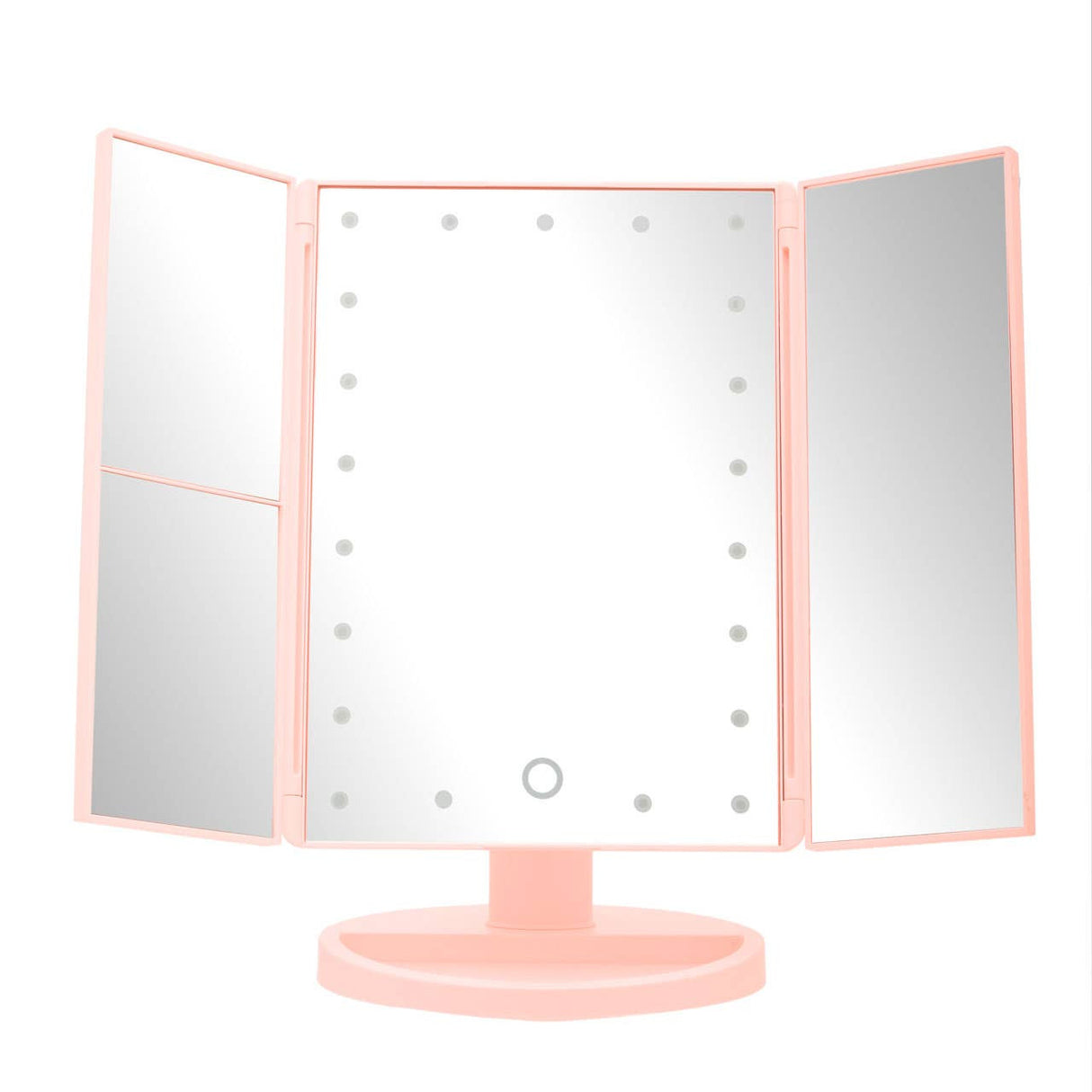 Cassini Tri Fold Illluminated Pink LED Table Mirror
