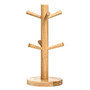 Natural Rubberwood Mug Stand with 6 Hooks