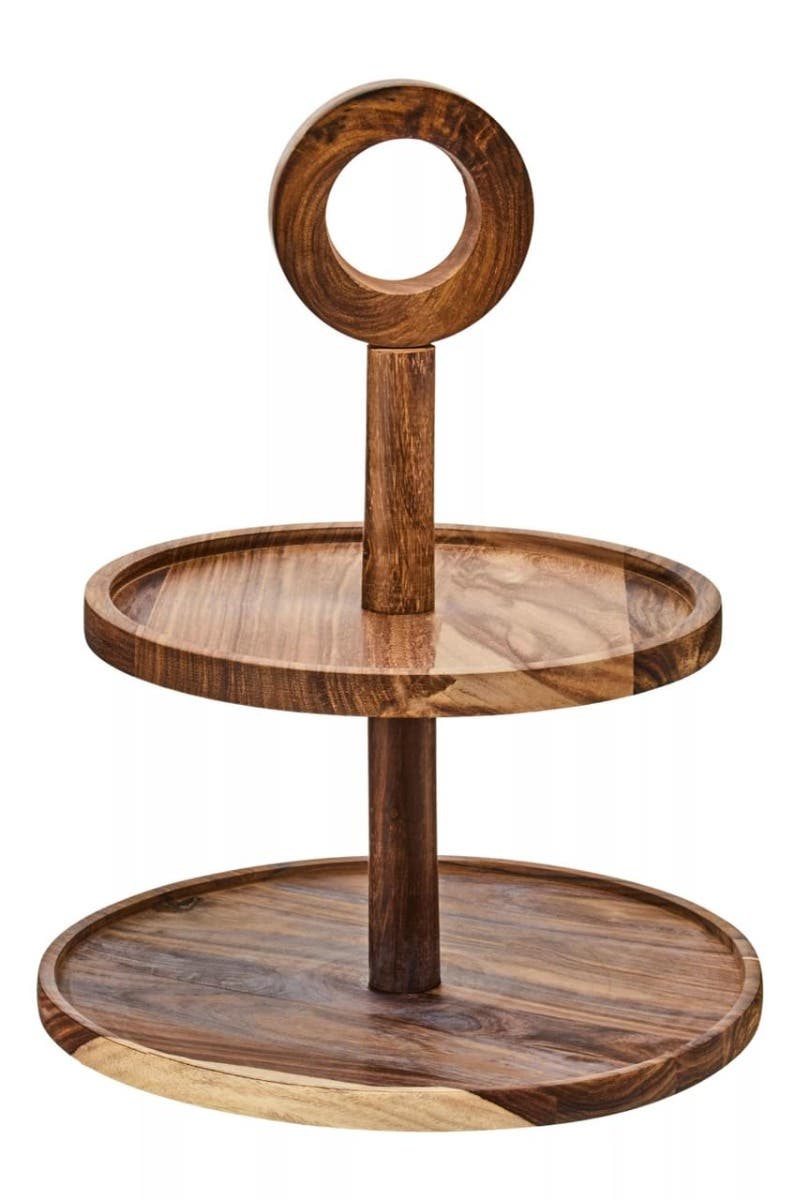 Kora Sheesham Wood Two Tier Cake Stand