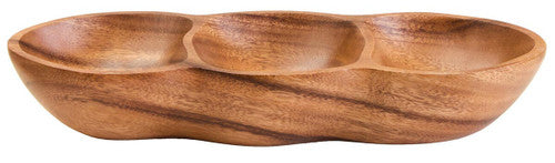 Kora Acacia Wood Three Section Antipasti Dish