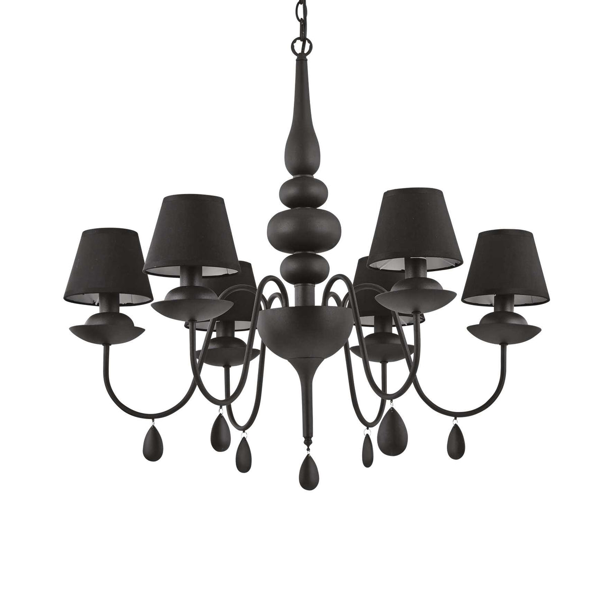 Elegant Black Blanche Chandelier with Six Coolie Shades