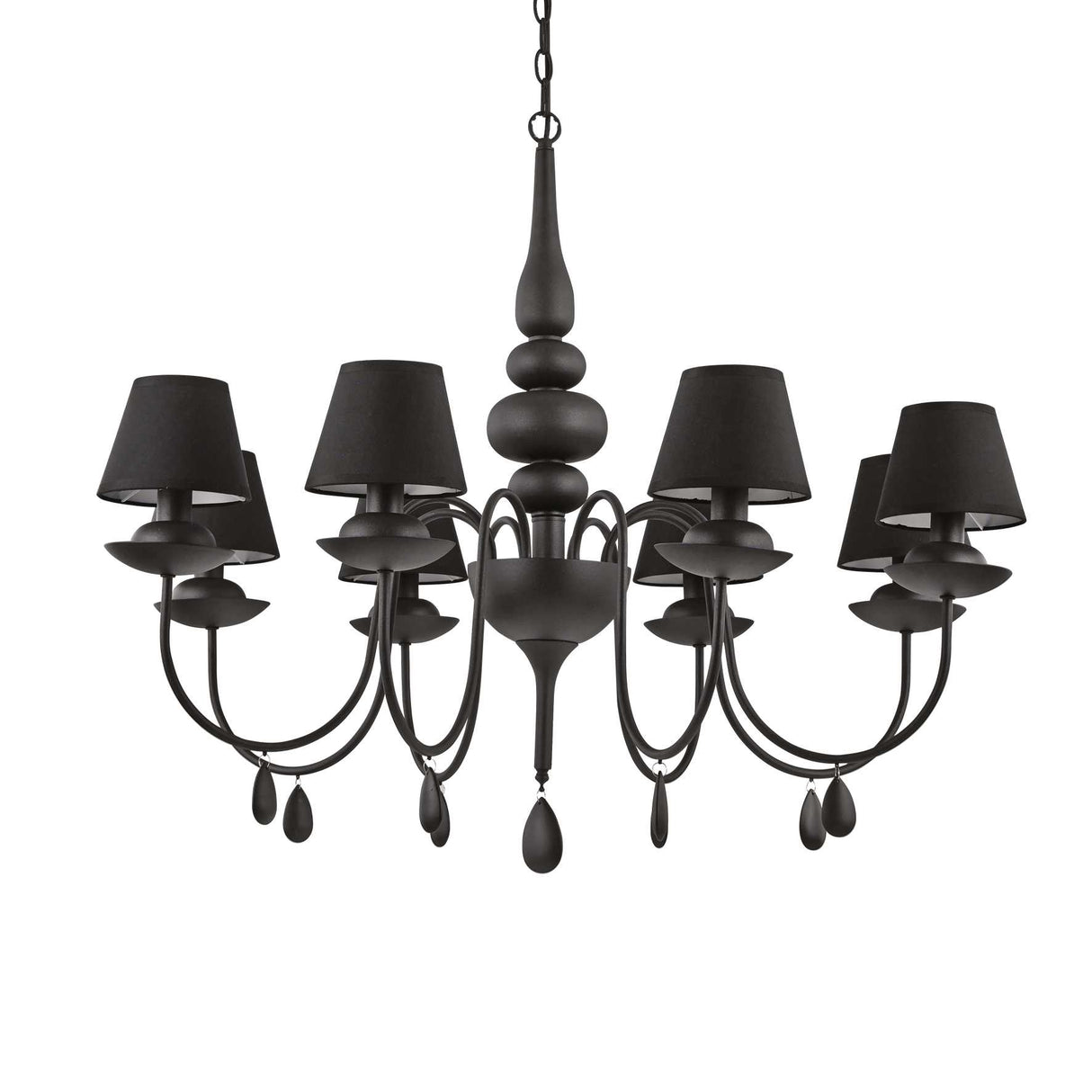 Elegant Blanche 8-Light Black Chandelier with Mini Shades