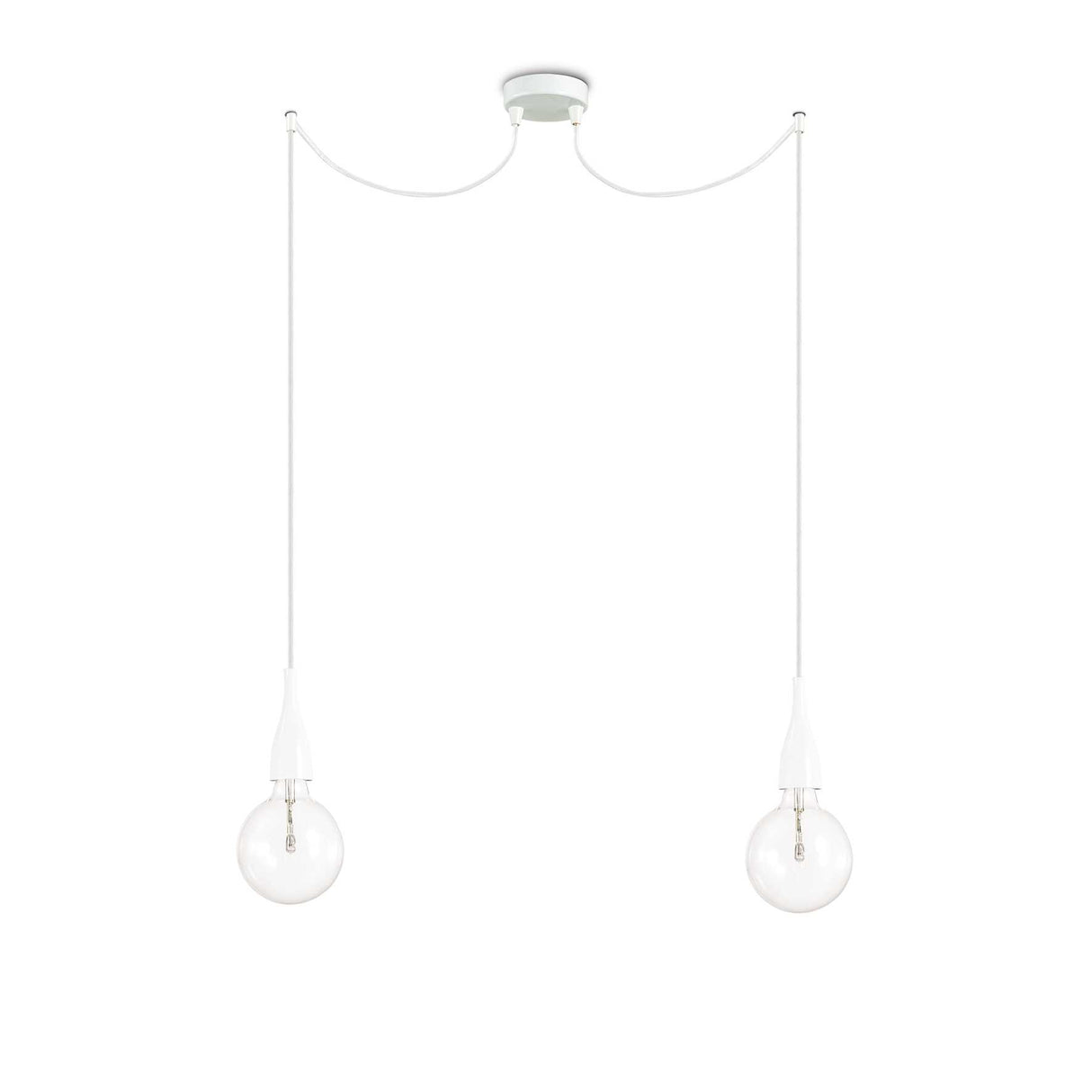 Contemporary Dual Bulb Pendant Light White Matte Finish
