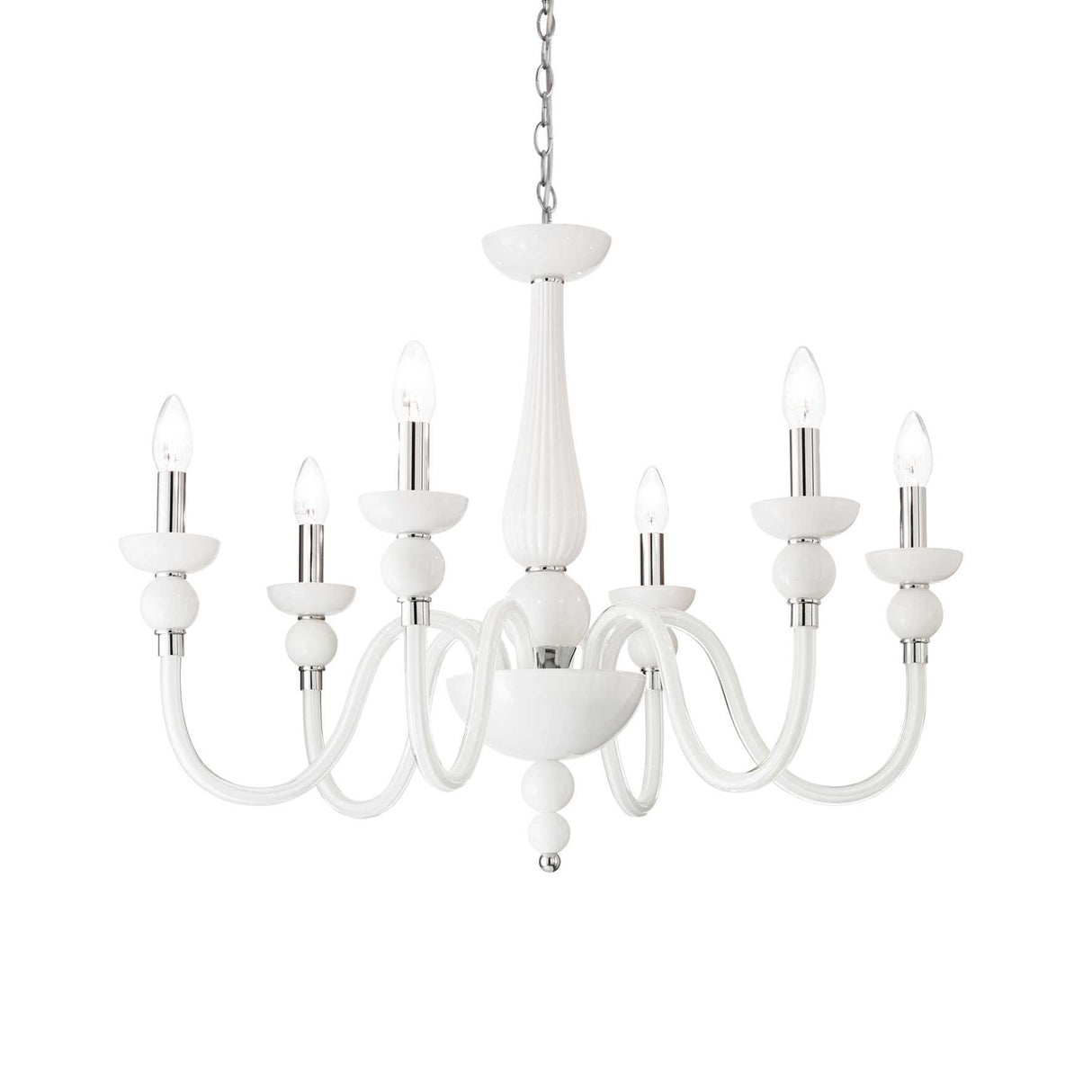 Elegant French White 6-Arm Chandelier Pendant Light
