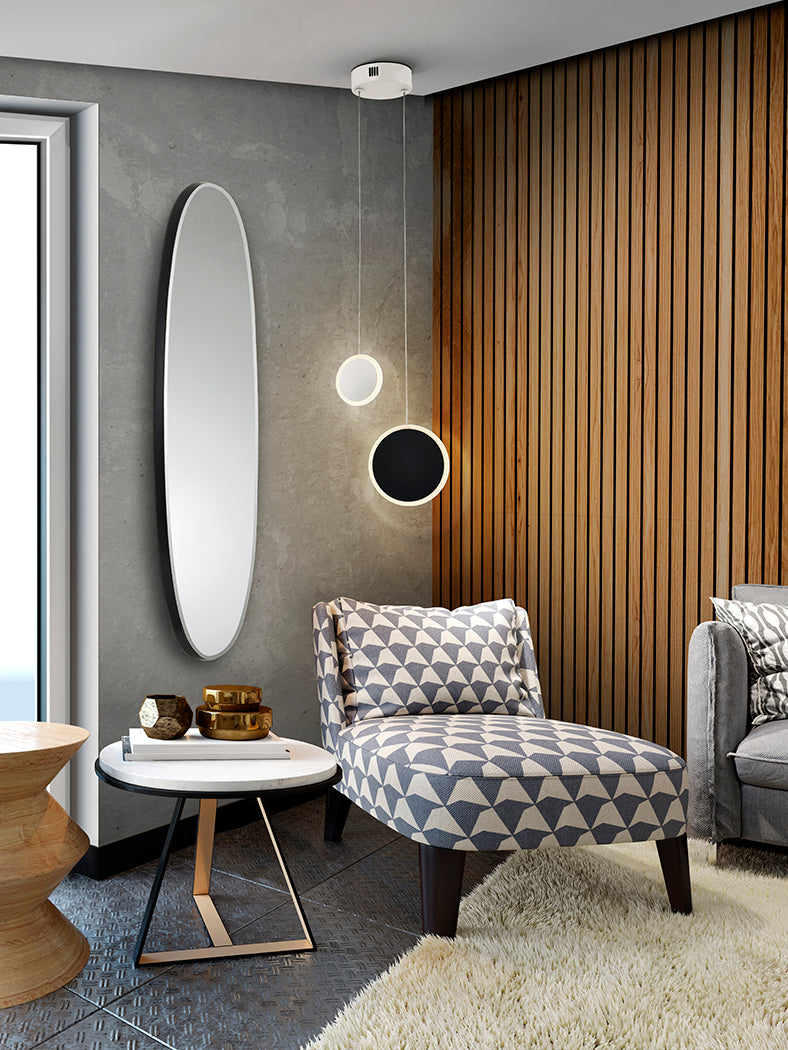 Sleek Black Aries Oval Mirror 136x36