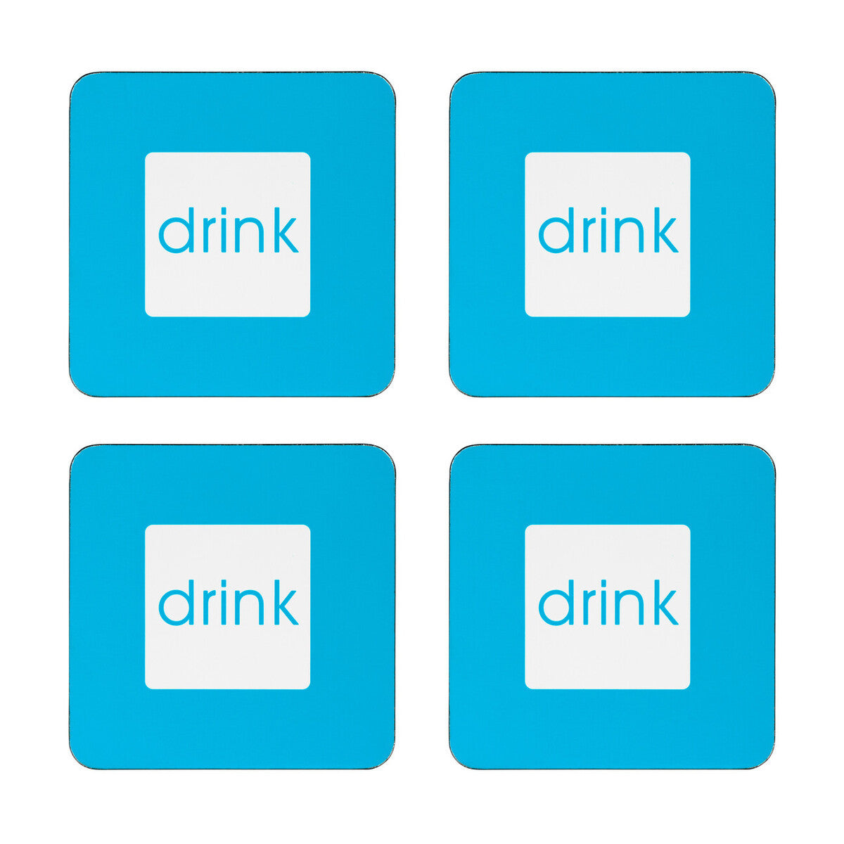 Block Colour Set Of Four Blue Coasters