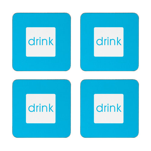 Block Colour Set Of Four Blue Coasters