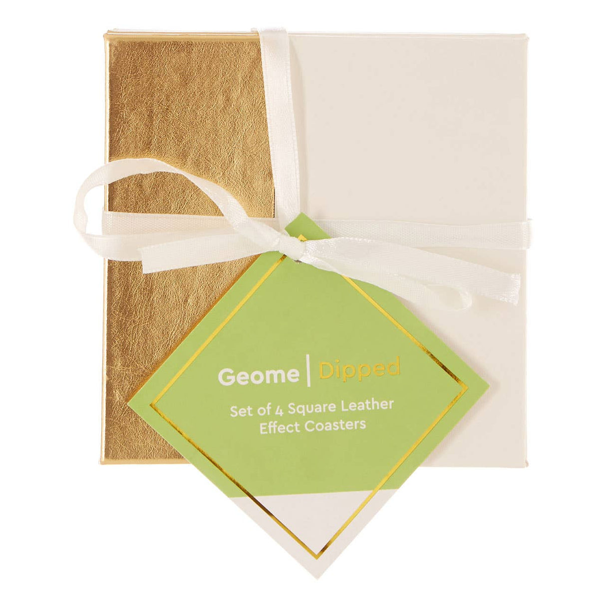 Geome Dipped White And Gold Coasters