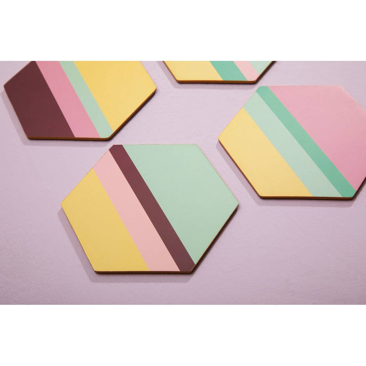 Mimo Set Of 4 Miami Strip/Gold Foil Coasters
