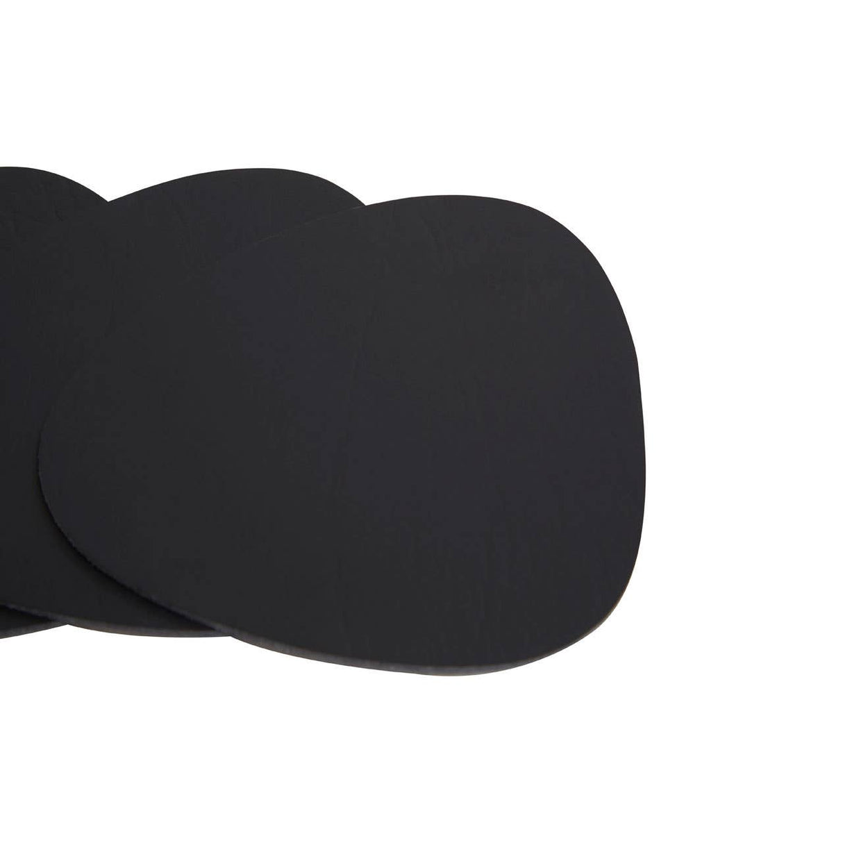 4Pc Pebble Black Leather Coasters