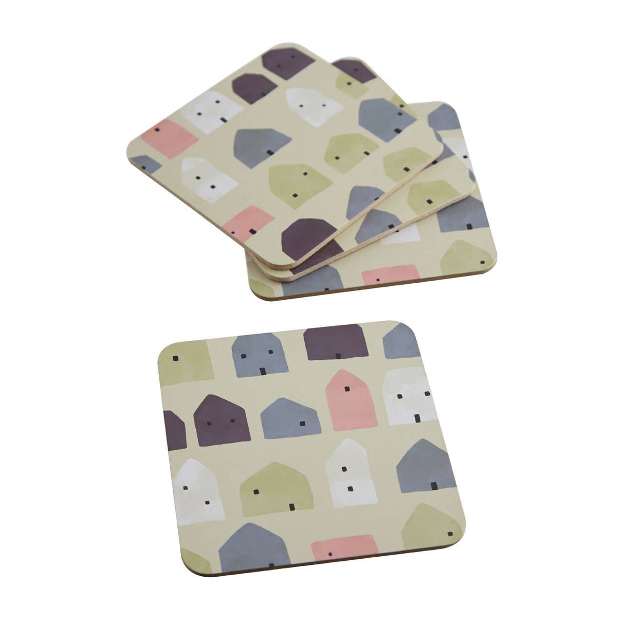4Pc Square Wild Cottage Coasters