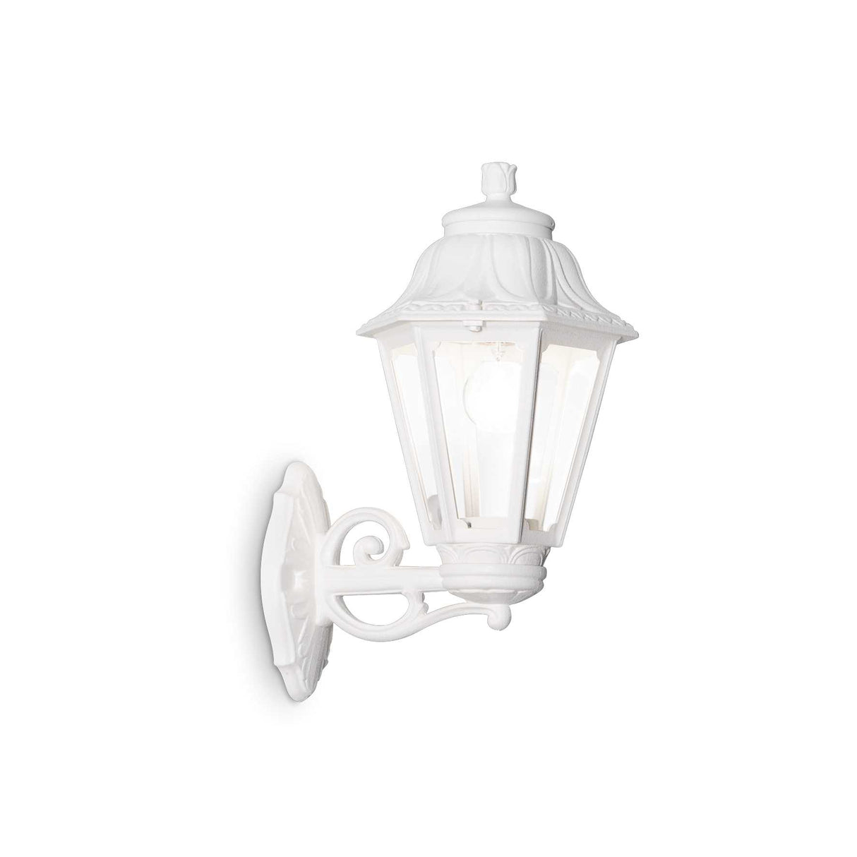 Elegant White Resin Hexagonal Outdoor Wall Lantern