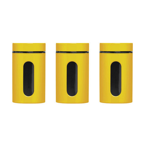 Luca Yellow Set of Three Glass Storage Jars 1000ml