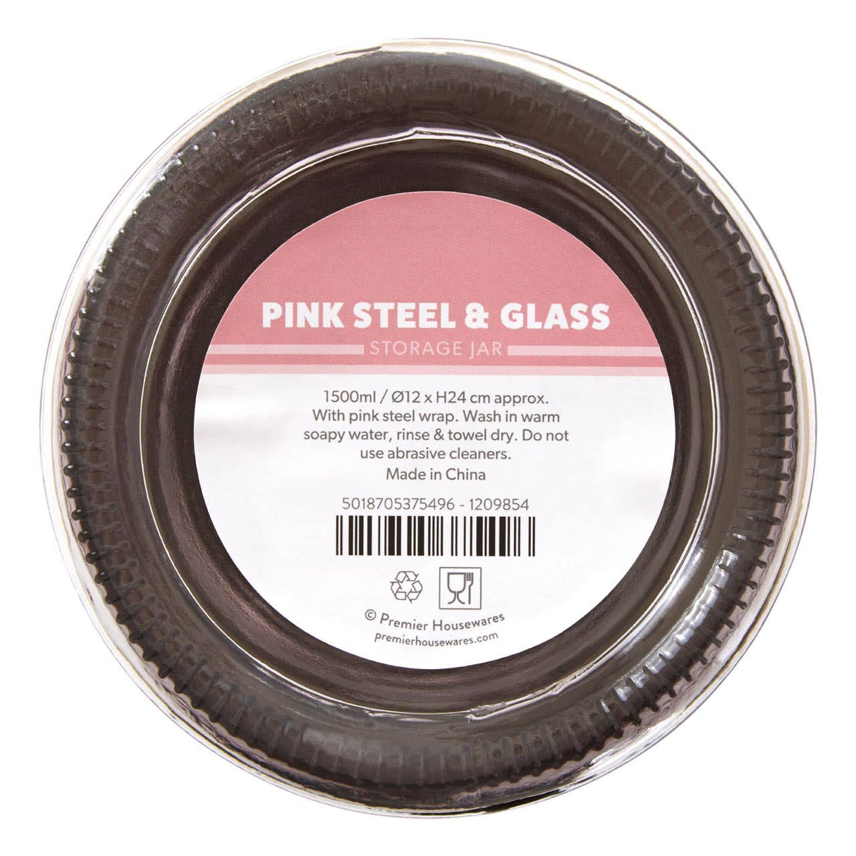 Pink Steel Wrap Glass Storage Jar - 1500Ml