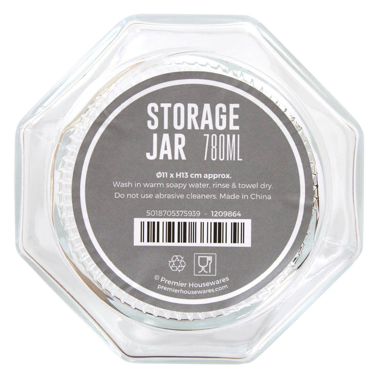 Hexagonal Glass Storage Jar - 780Ml