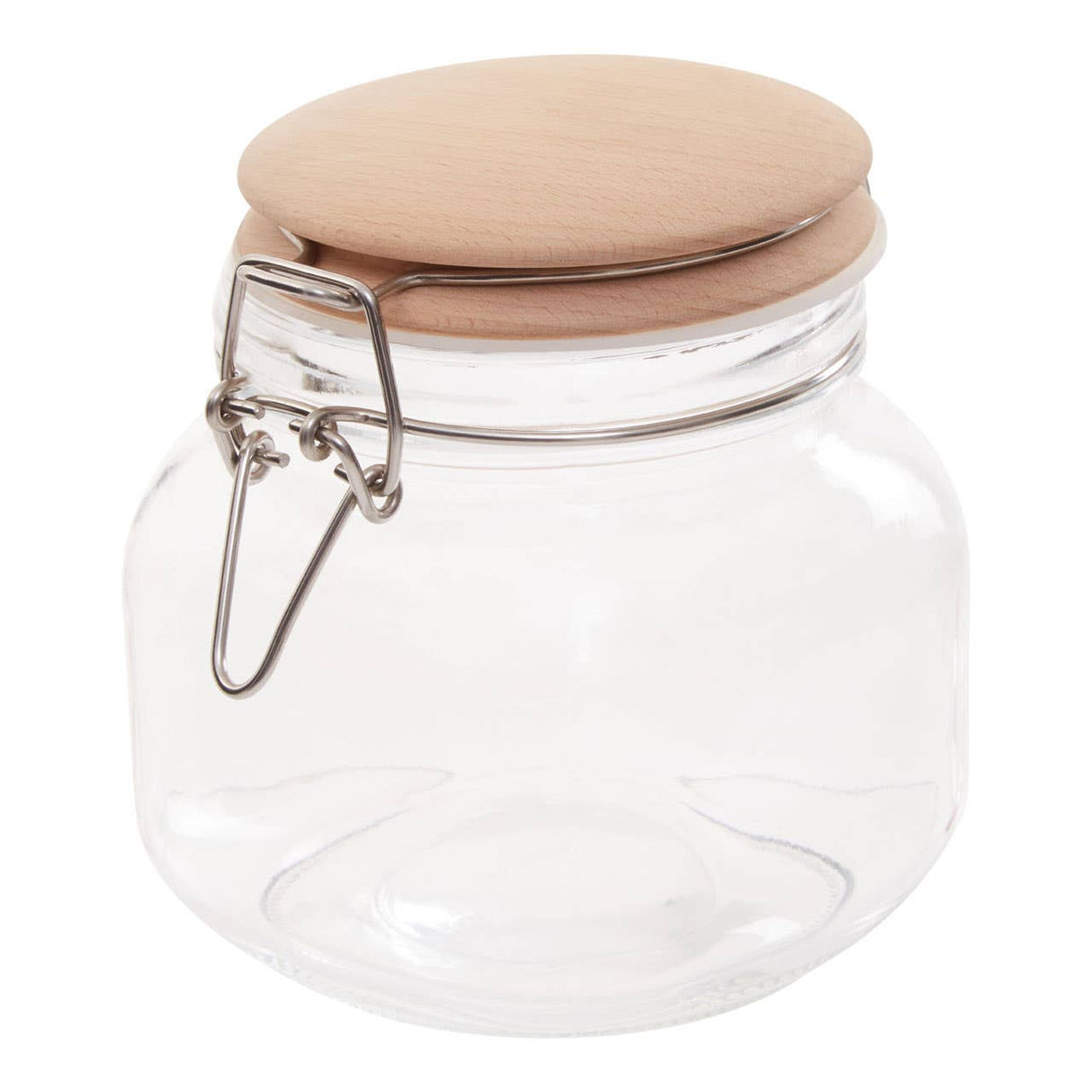 Square Glass Jar With Wooden Lid - 800Ml