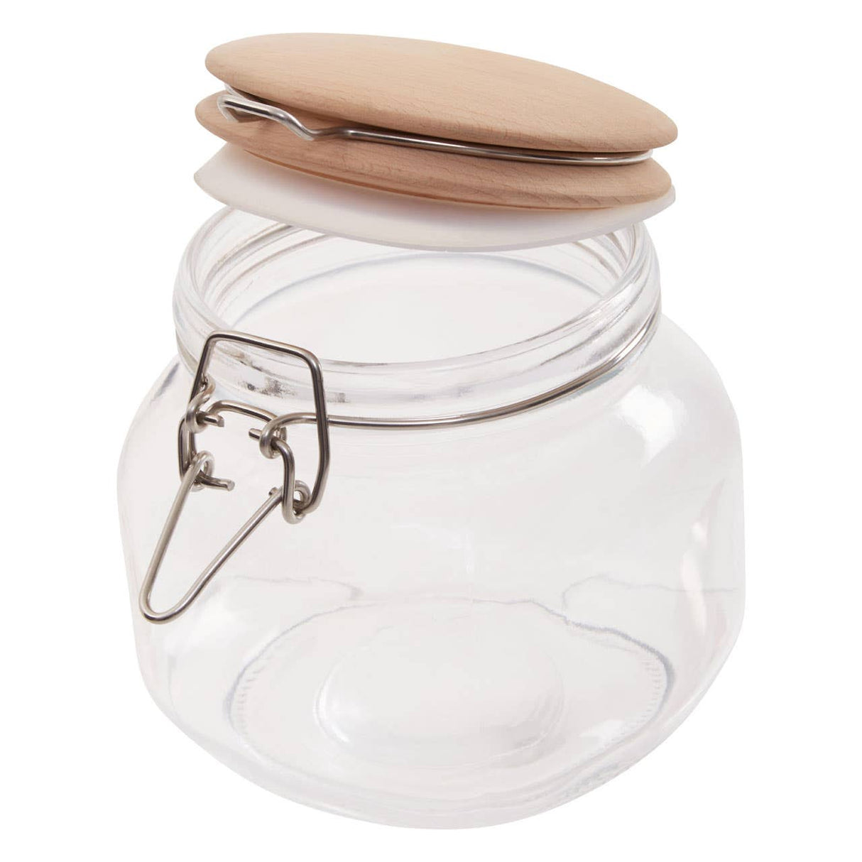 Square Glass Jar With Wooden Lid - 800Ml