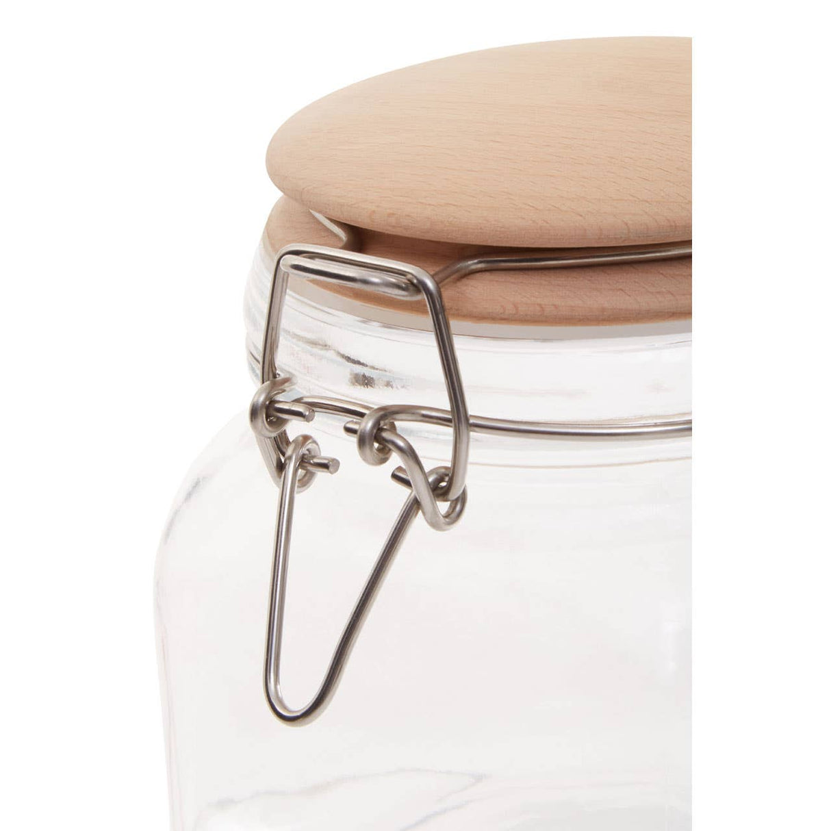 Square Glass Jar With Wooden Lid - 800Ml