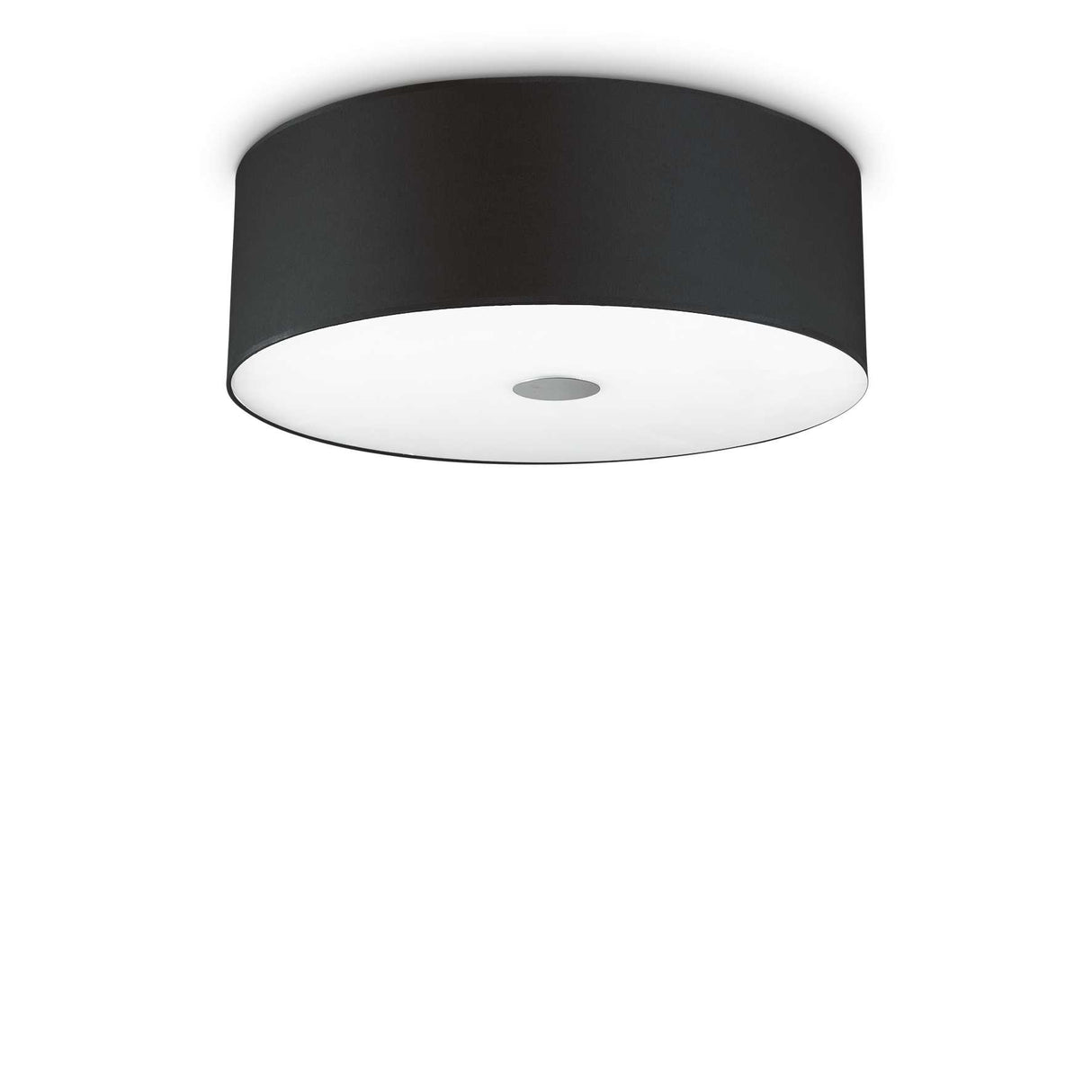 Modern Black Drum Ceiling Light with Timber Accents