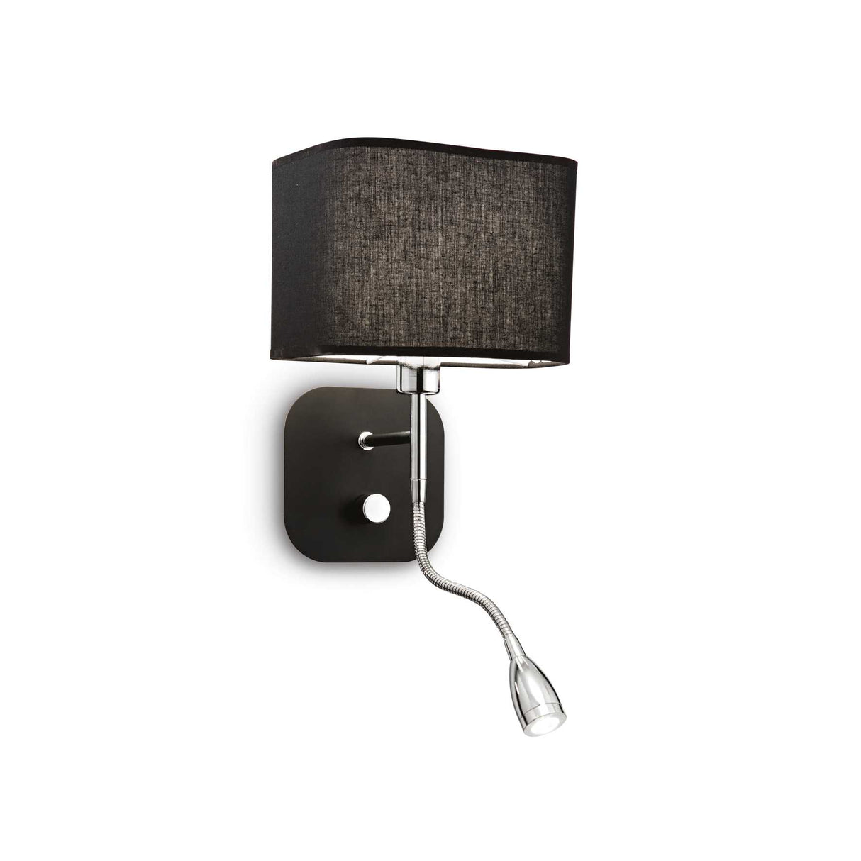 Elegant Black Shade Wall Lamp with LED Chrome Accent Lighting