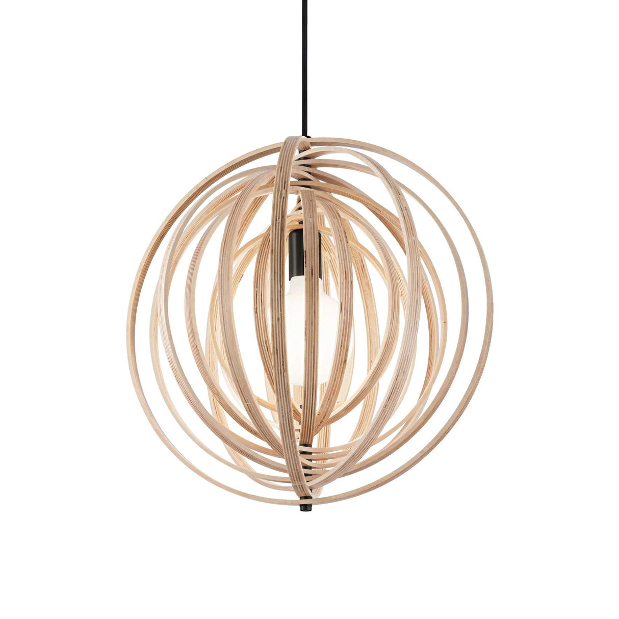 Contemporary Wood Finish Adjustable Ring Pendant Light