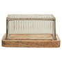 Garner Glass Butter Dish with Mango Wood Base