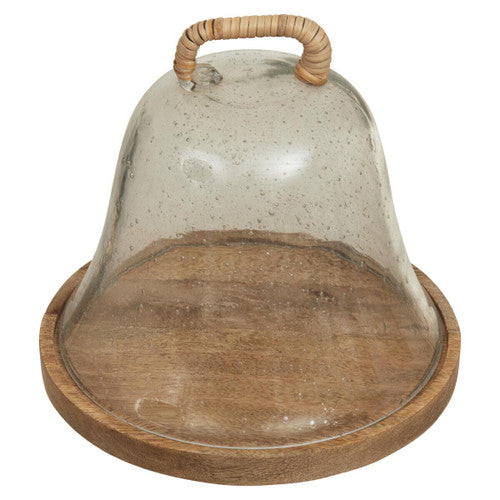Garner Glass Cheese Dome with Mango Wood Base