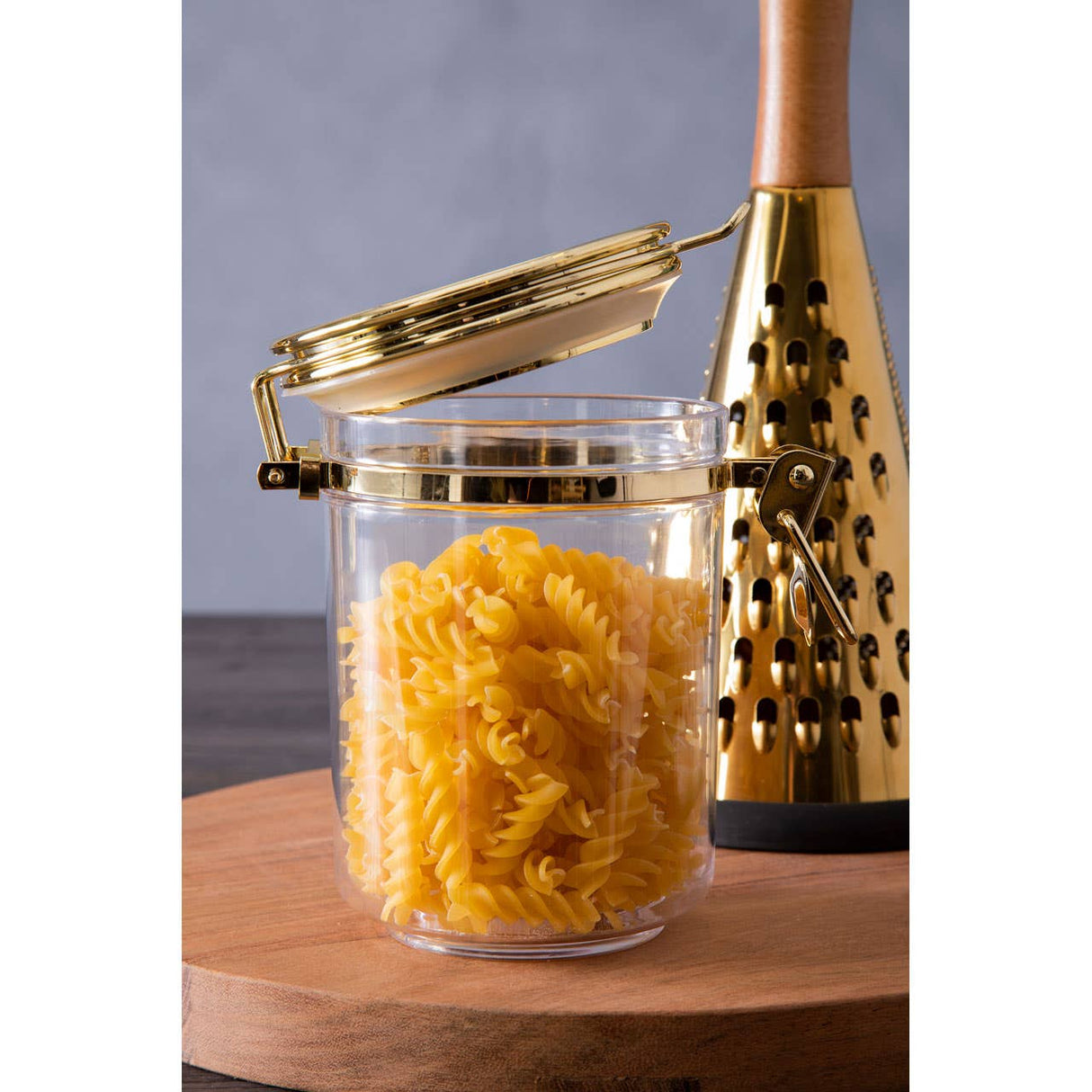Gozo Medium Round Canister With Gold Clip