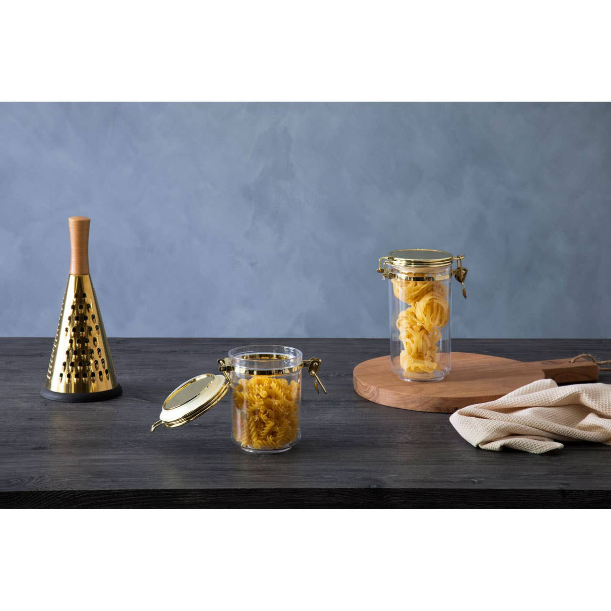 Gozo Medium Round Canister With Gold Clip