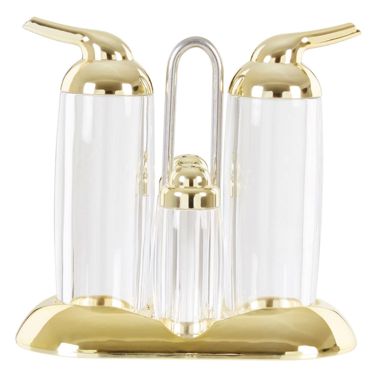 Gozo Transparent And Gold 4Pc Condiments Set