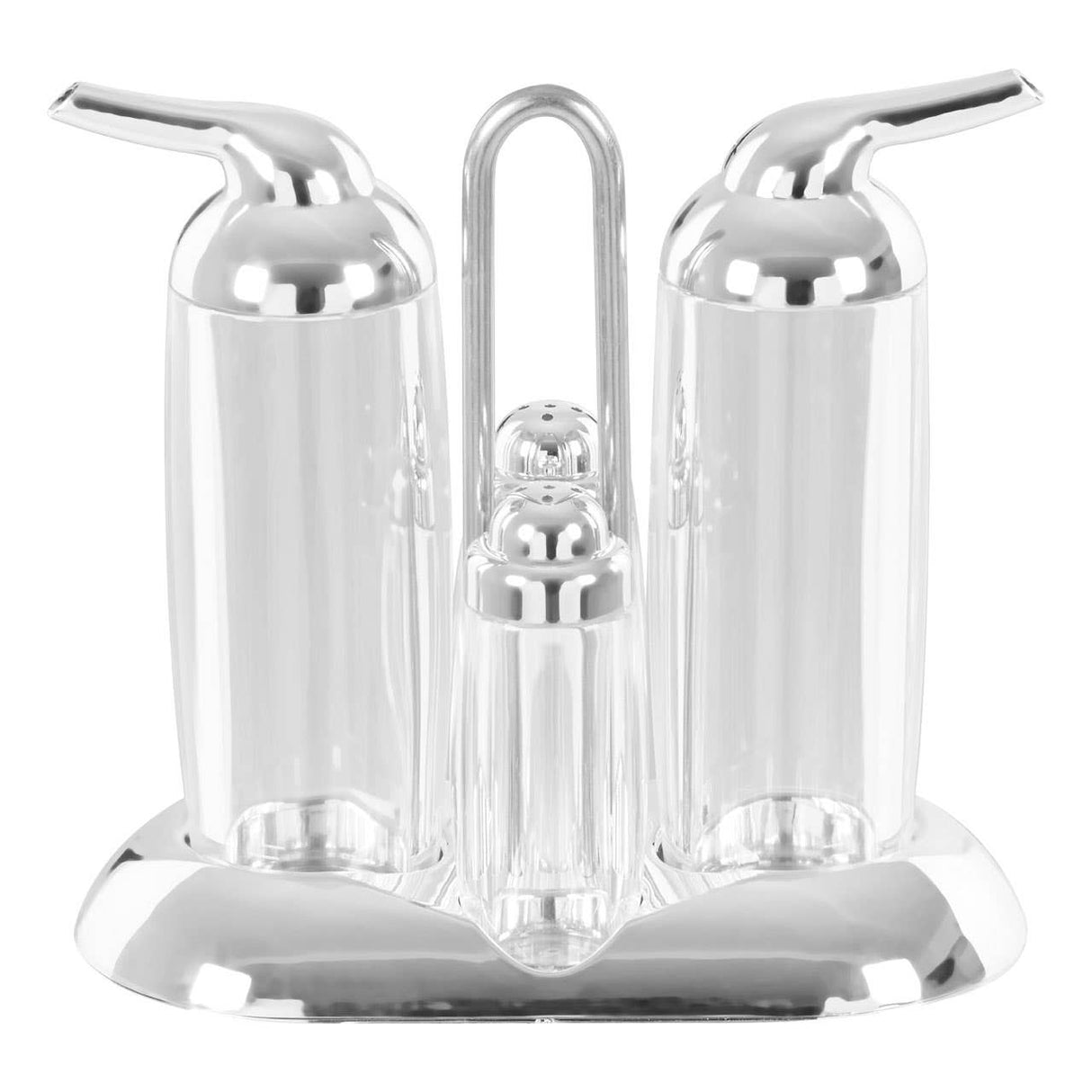 Gozo Transparent And Silver 4Pc Condiments Set