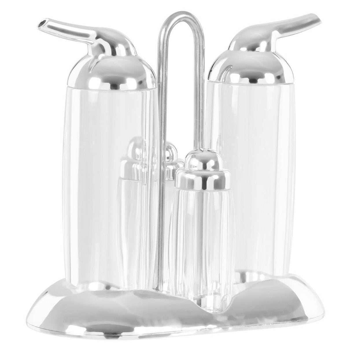 Gozo Transparent And Silver 4Pc Condiments Set