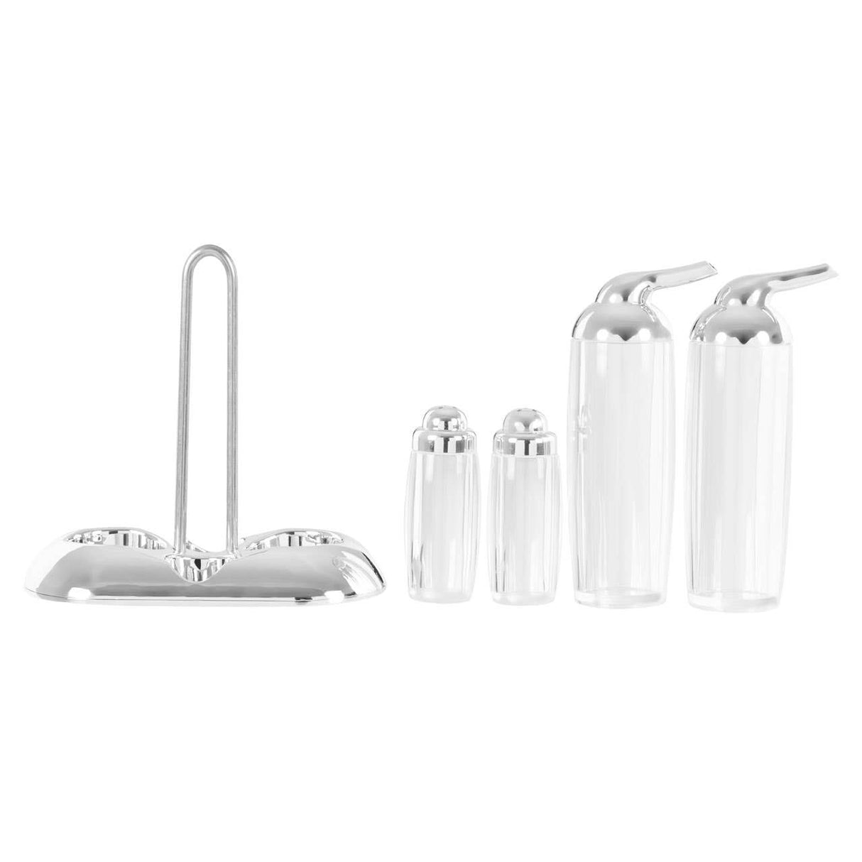 Gozo Transparent And Silver 4Pc Condiments Set