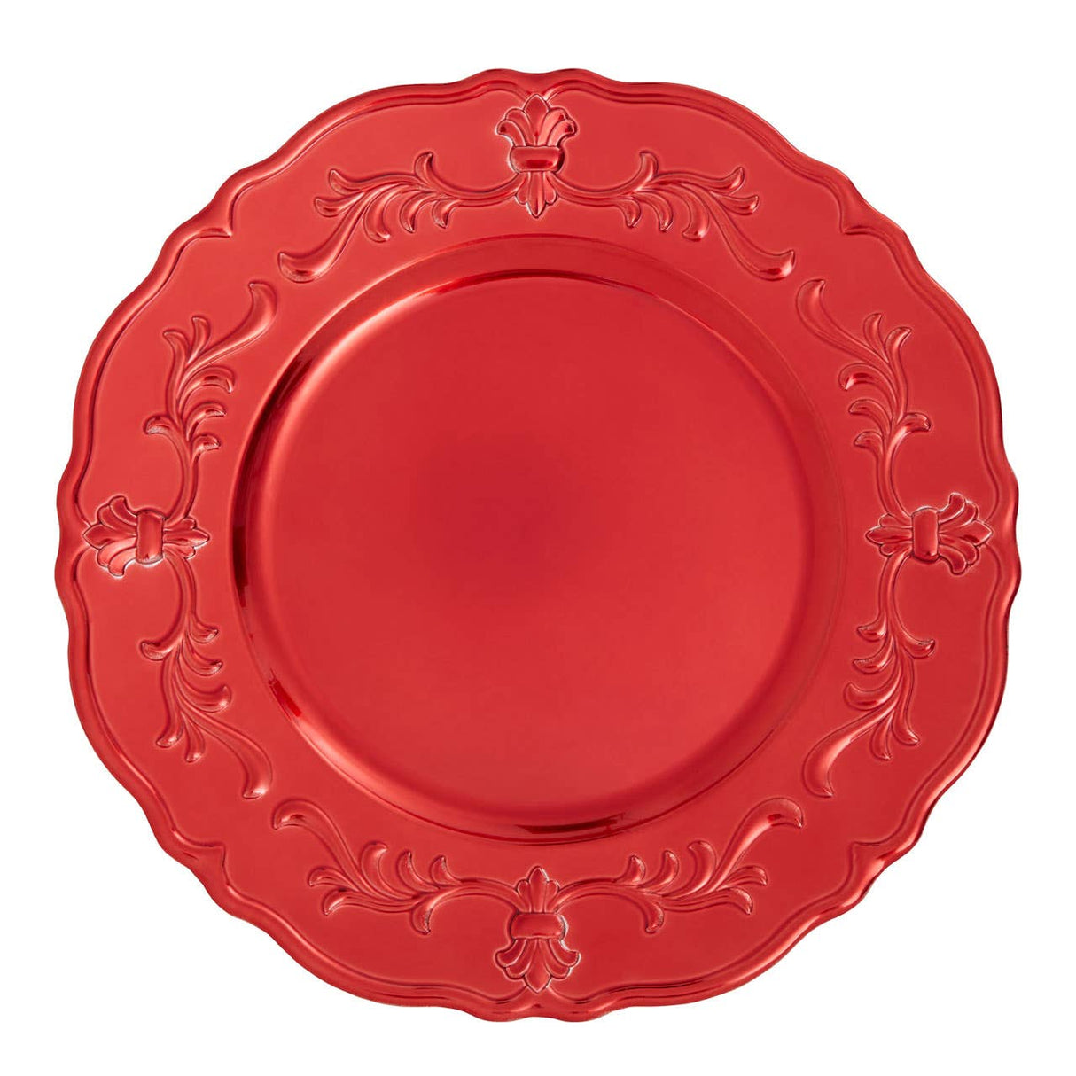 Dia 24 Pc Red Finish Baroque Charger Plate