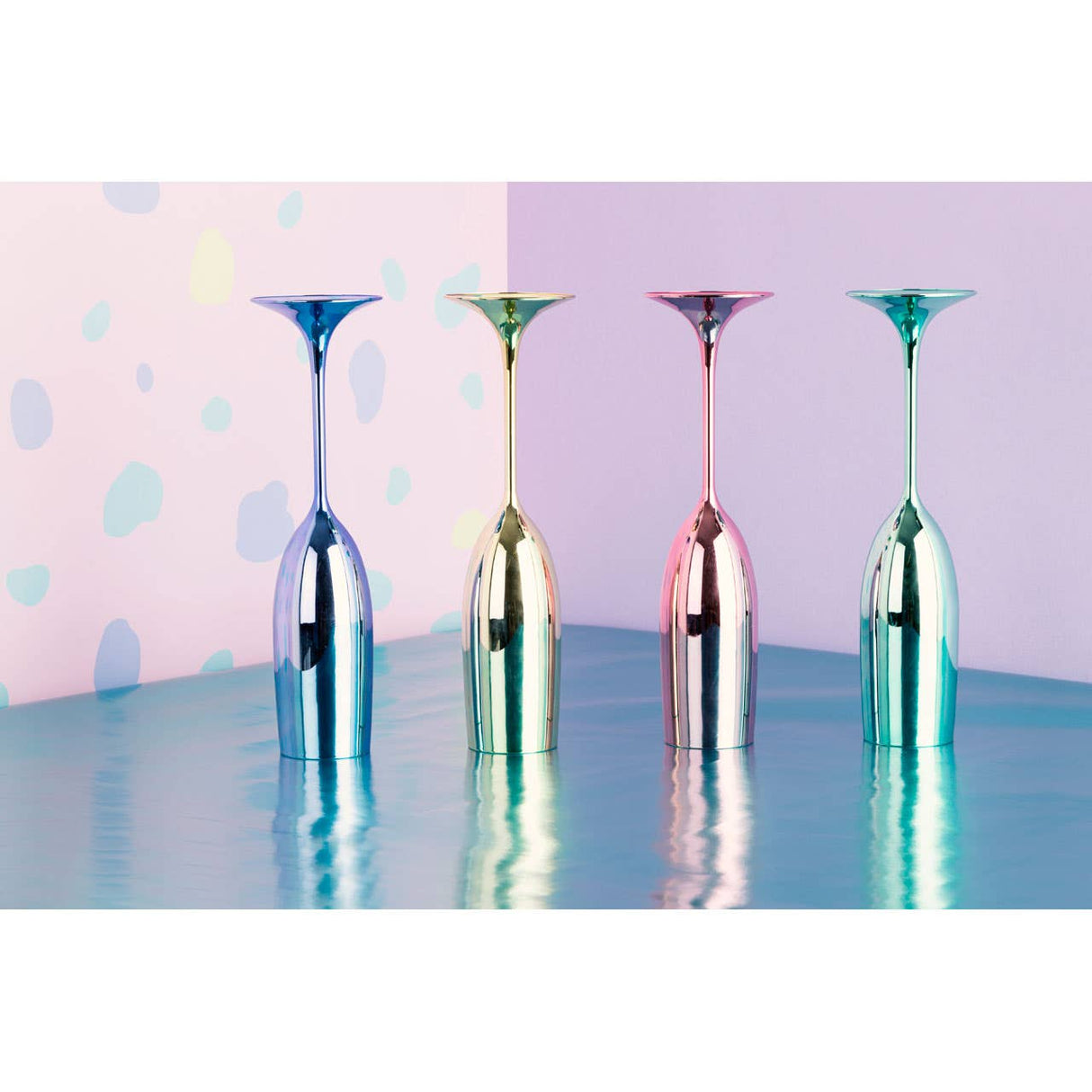 Mimo Set Of 4 Multicolour Champagne Glasses