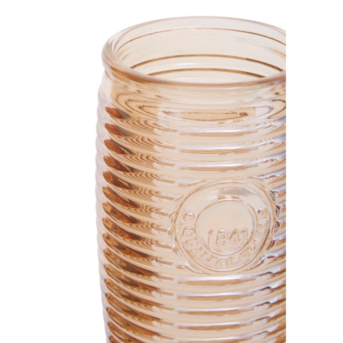Set Of Four Gold Ribbed Glass Tumblers