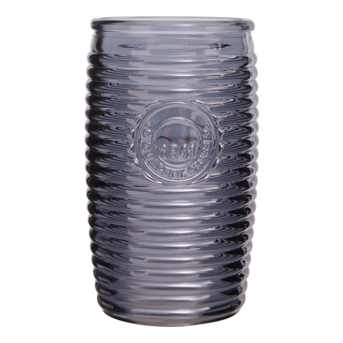 Set Of Four Grey Ribbed Glass Tumblers