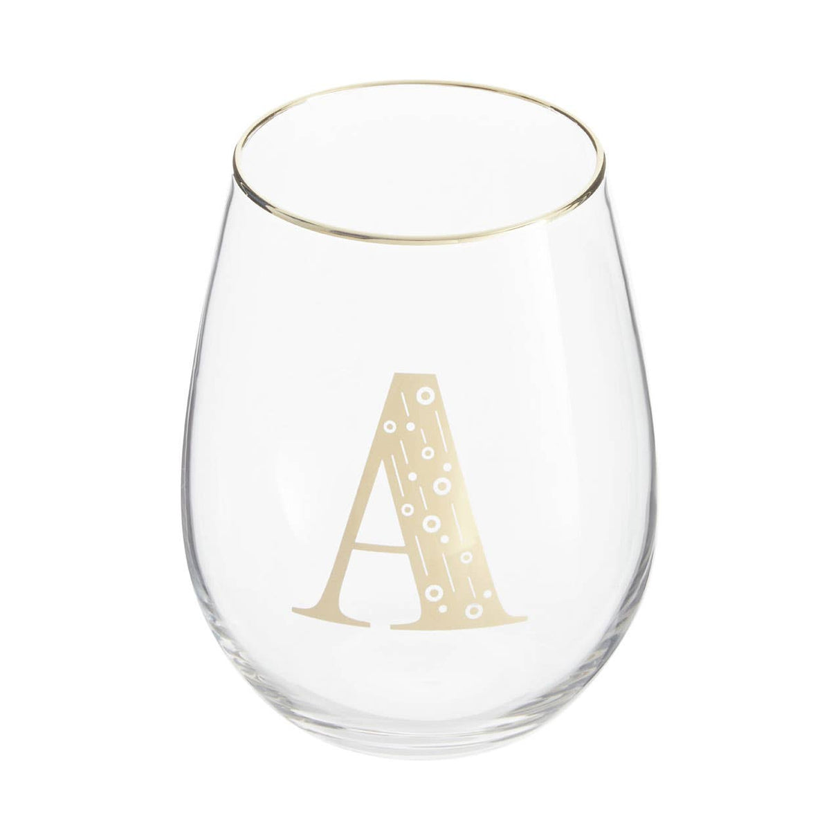 Letter A Stemless Wine Glass