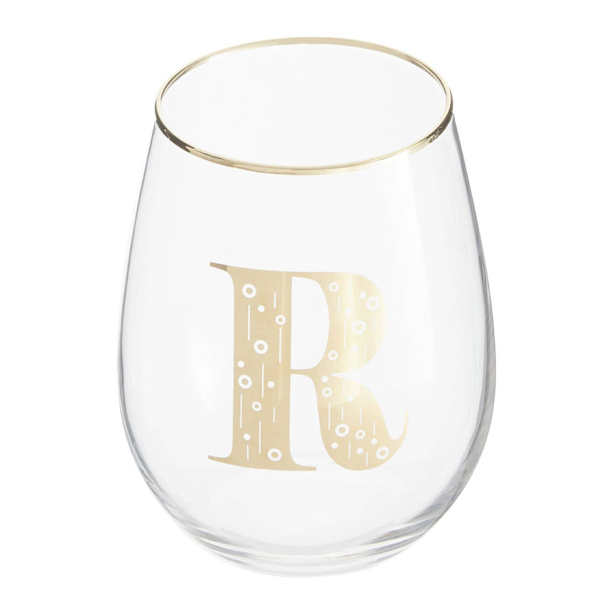 Letter R Stemless Wine Glass