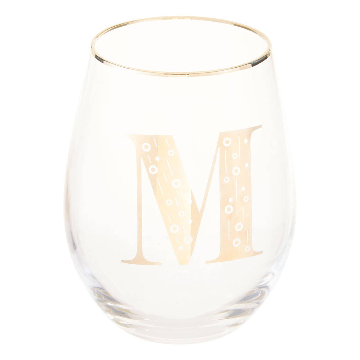Letter M Stemless Wine Glass