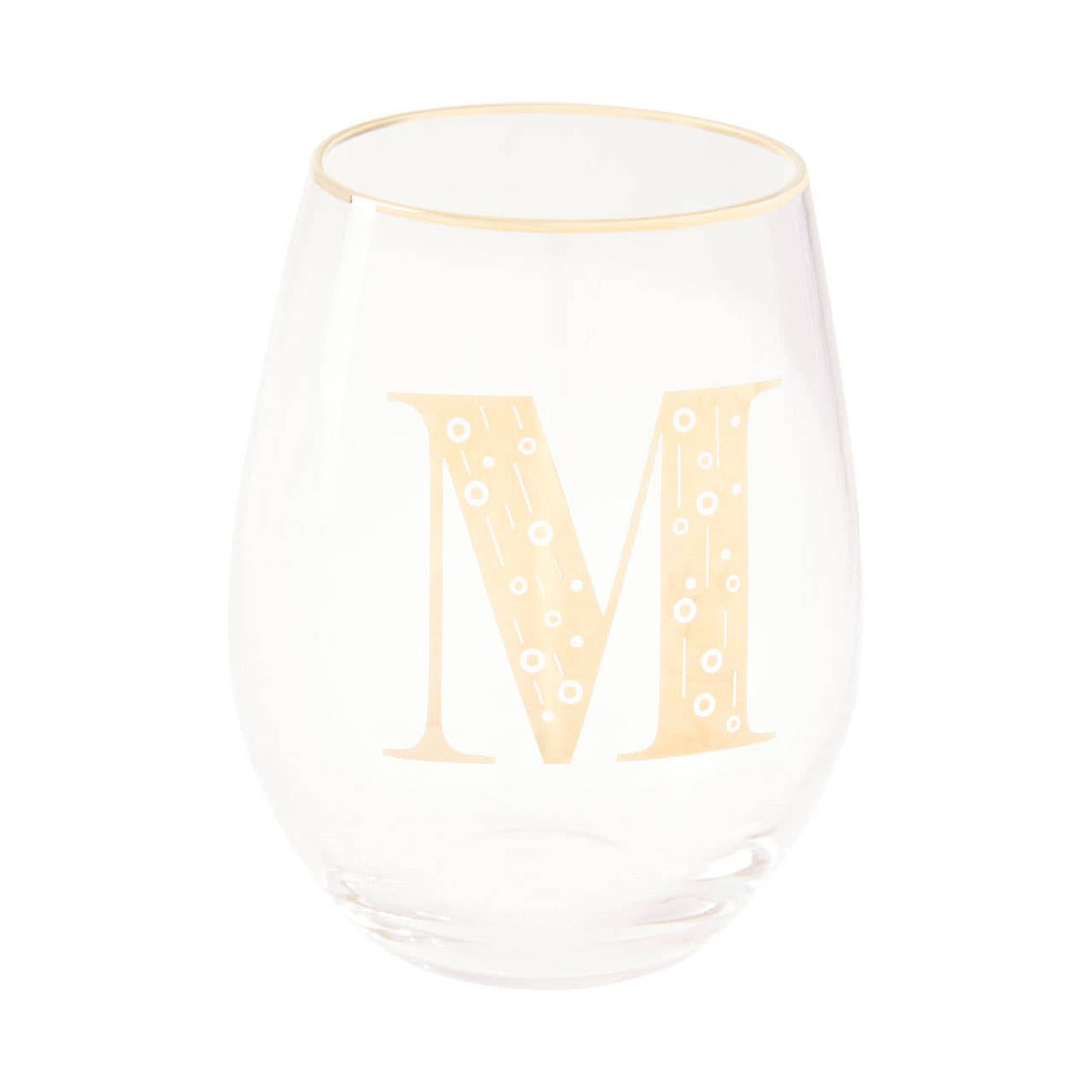 Letter M Stemless Wine Glass