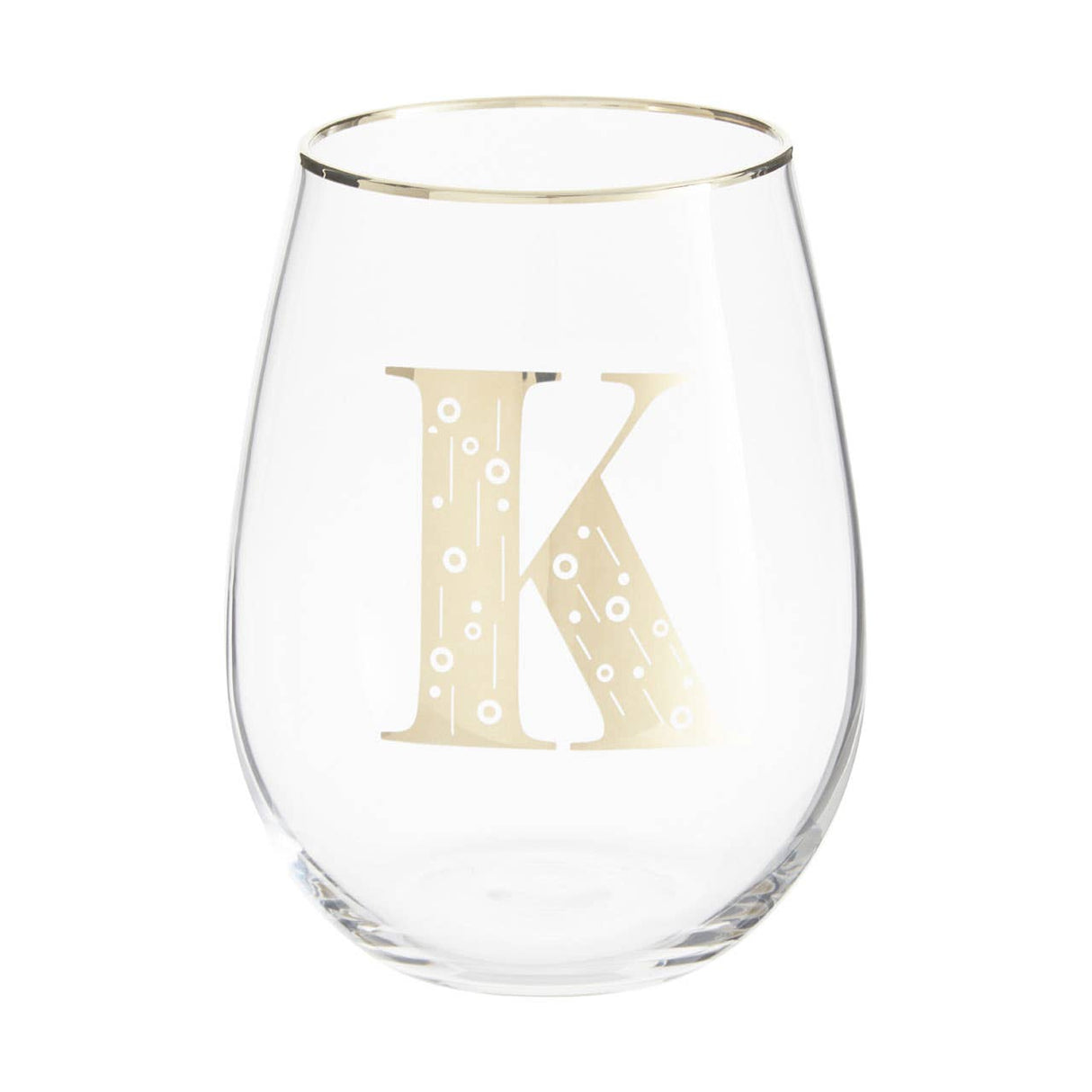 Letter K Stemless Wine Glass