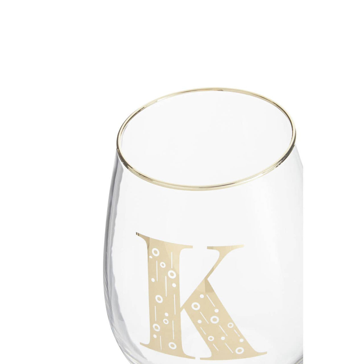 Letter K Stemless Wine Glass