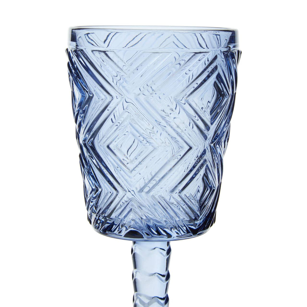 Set Of Four Fleur Blue Wine Glasses