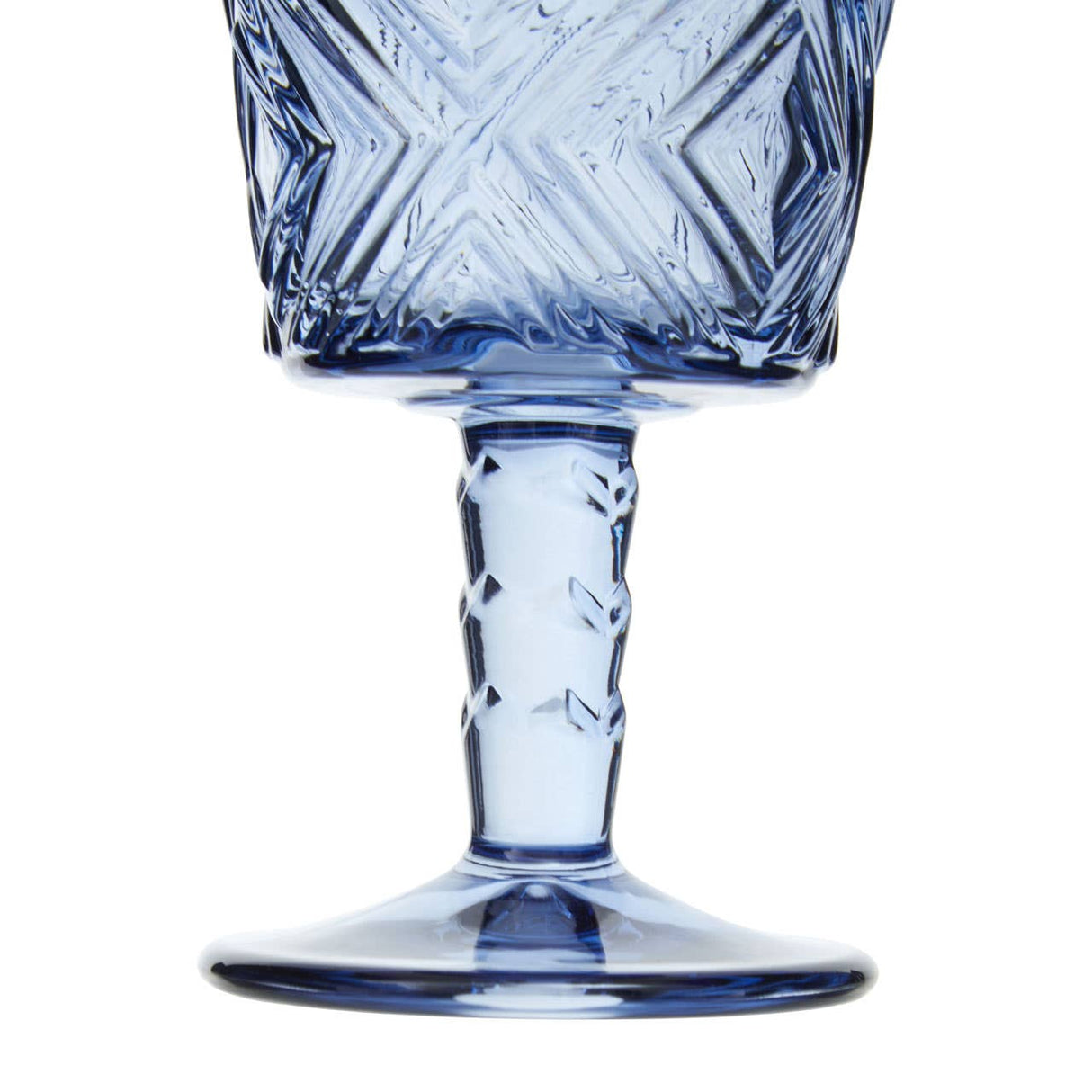 Set Of Four Fleur Blue Wine Glasses