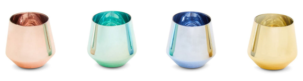 Set Of Four Glass Tumblers In Assorted Colours