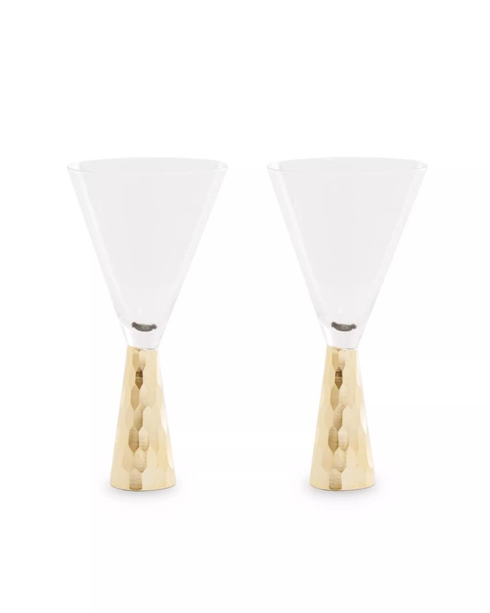 Set Of Two Astrid Wine Glasses With Gold Finish Stem