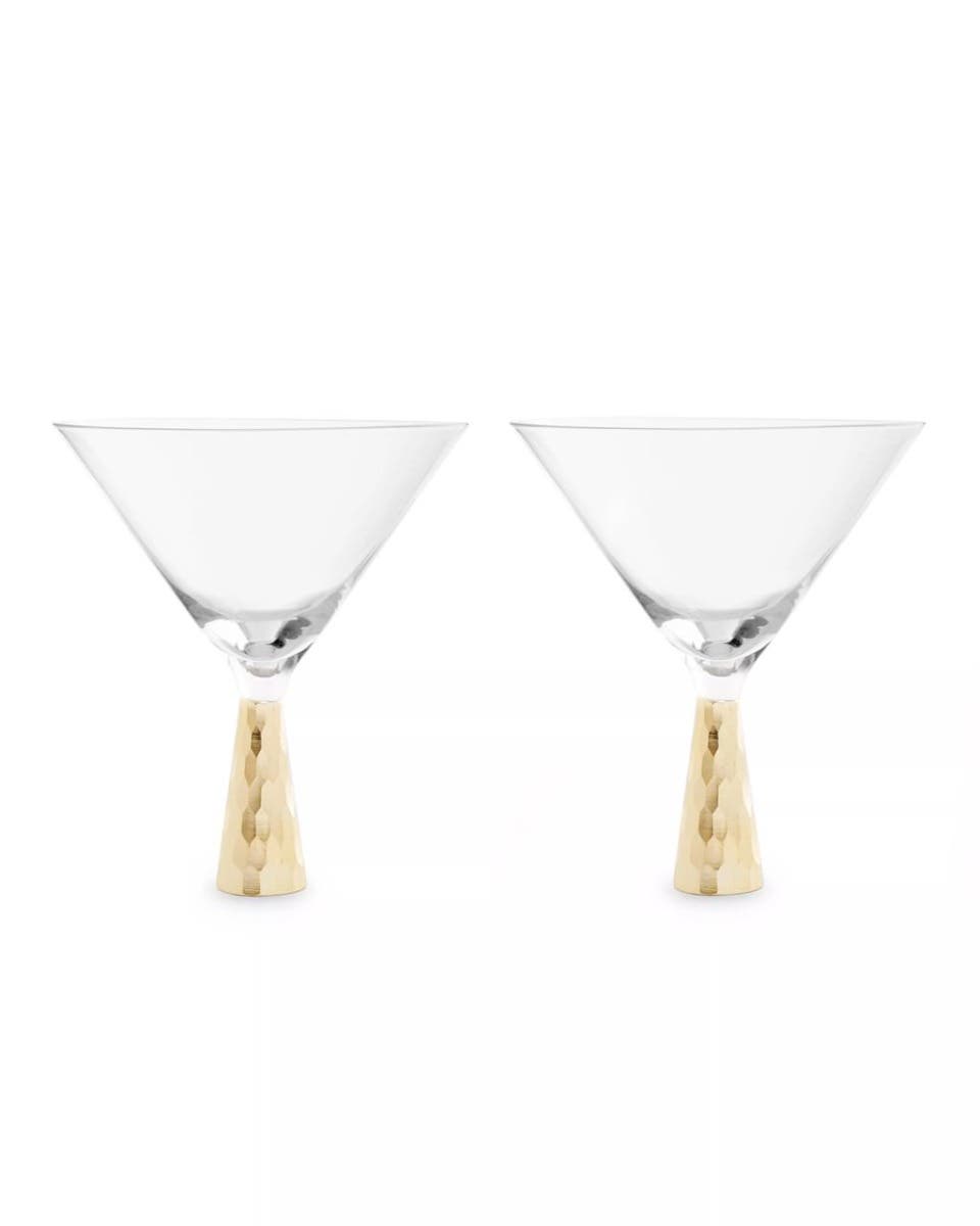 Set Of Two Cocktail Glasses With Gold Finish Stem